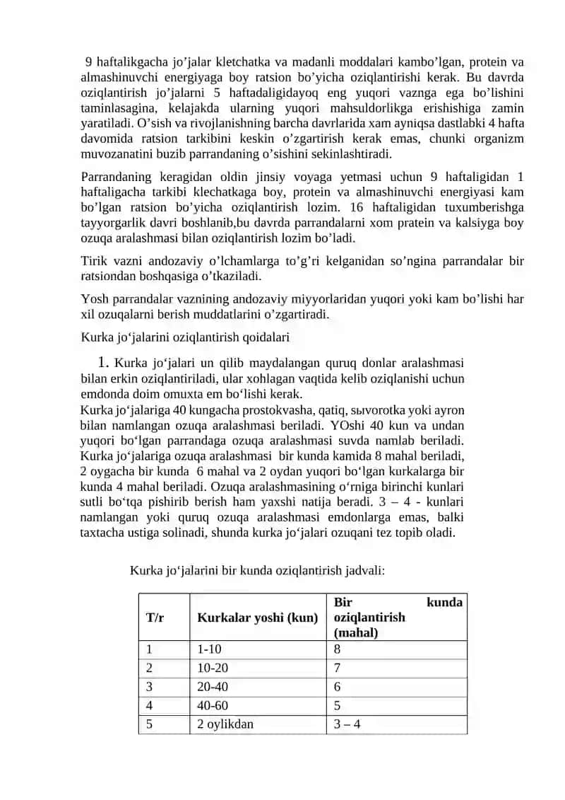 Qishloq xo’jalik parranda jo’jalarini oziqlantirish usullari 4