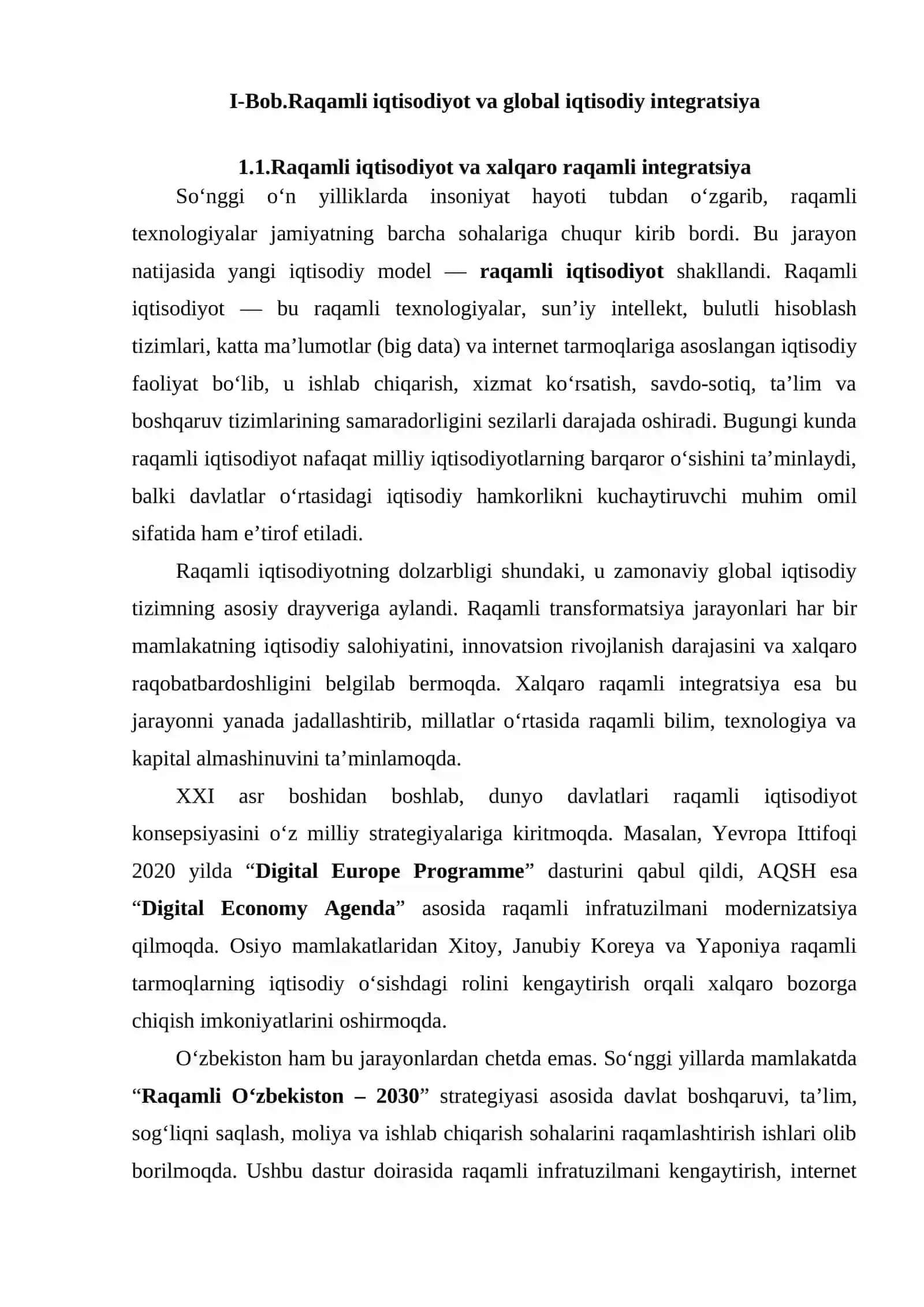 Xalqaro raqamli hamkorlik institutlari (masalan, OECD, WTO, ITU) milliy raqamli siyosatlarga taʼsiri 4