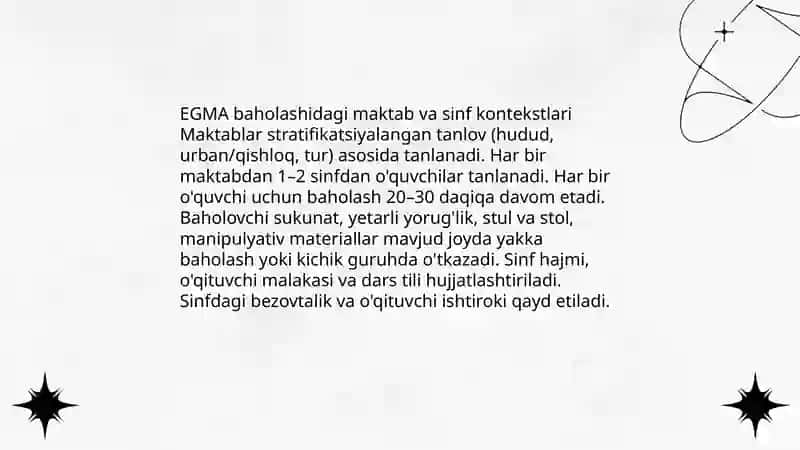EGMA xalqaro baholash dasturida kontekstlar 4