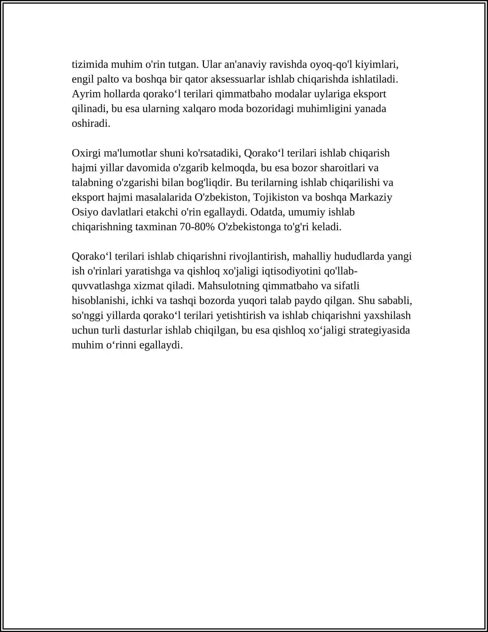 QORAKO‘L TERILARI TURLARI 4