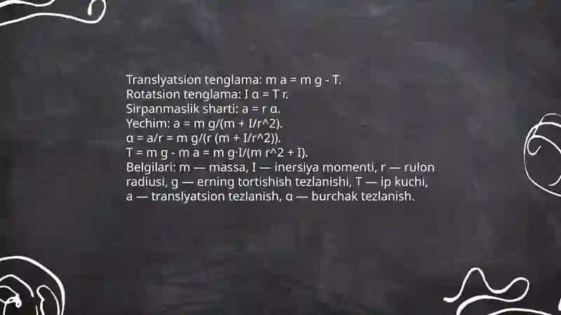 Maksvell mayatnik yordamida qattiq jismning inersiya momentini aniqlash 4