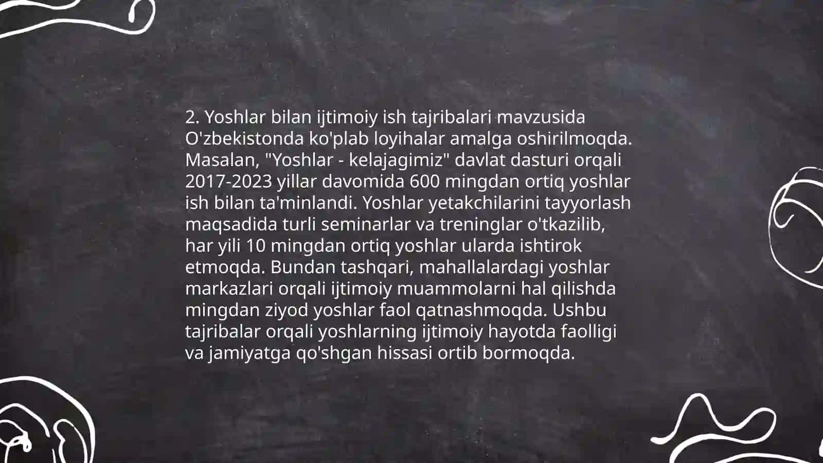 Bolalar,yoshlar va oilalar bilan ijtimoiy ish olib borish 4