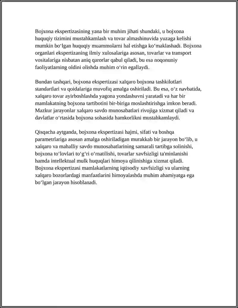 BOJXONA EKSPERTIZASINING MOHIYATI,VAZIFALARI VA HUQUQIY ASOSLARI 4