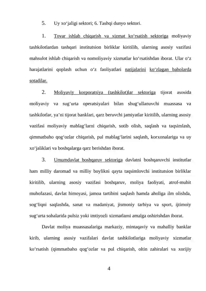 O’zbekiston milliy hisoblar tizimi: holati va istiqbollari 4