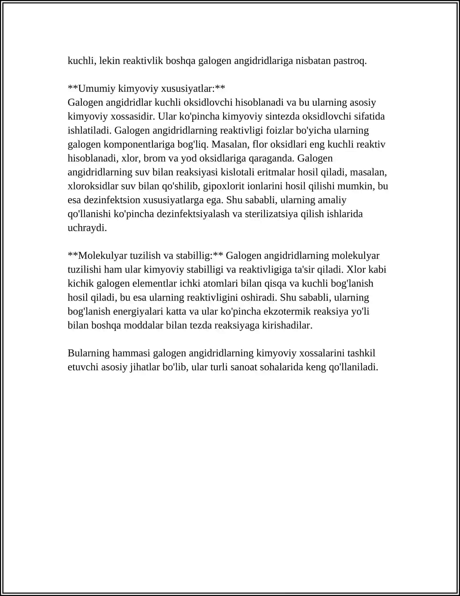GALOGEN ANGIDRIDLARI, AMIDLARI VA NITRITLARI KIMYOSI 4