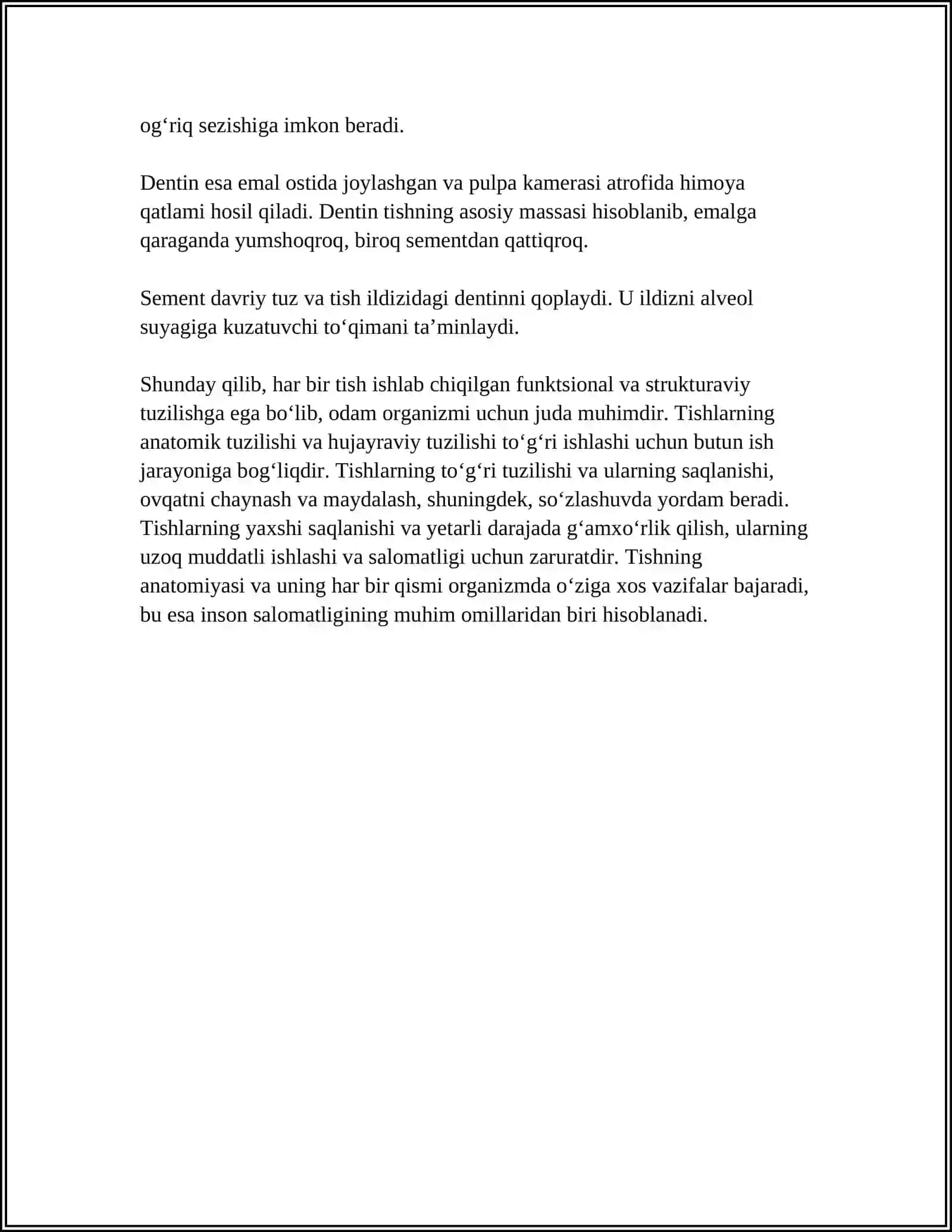 Tish Anatomiyasi va Hujayraviy Tuzilishi 4