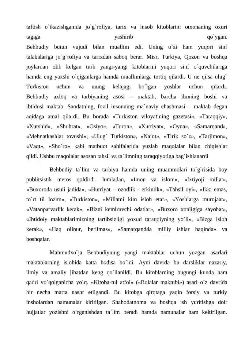MAQOLA Mahmudxo`ja Behbudiyning ma`rifatparvarlik faoliyati 4