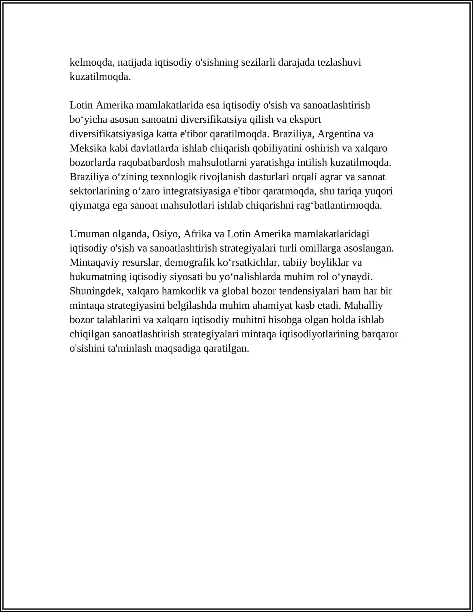 OSIYO AFRIKA VA LOTIN AMERIKA MAMLAKATLARI RIVOJLANISHINING ASOSIY YOʻNALISHLARI 4