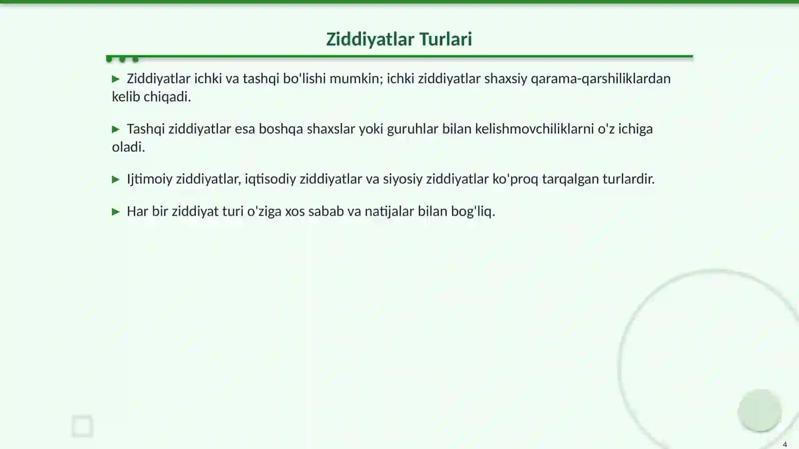Ziddiyatni Yuzaga Keltiruvchi Vaziyatlari Tahlili 4