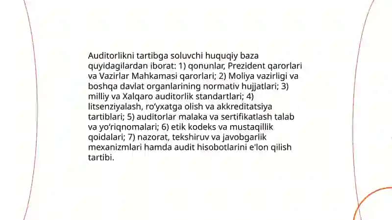 Auditorlik faoliyatining tashkiliy asoslari 4