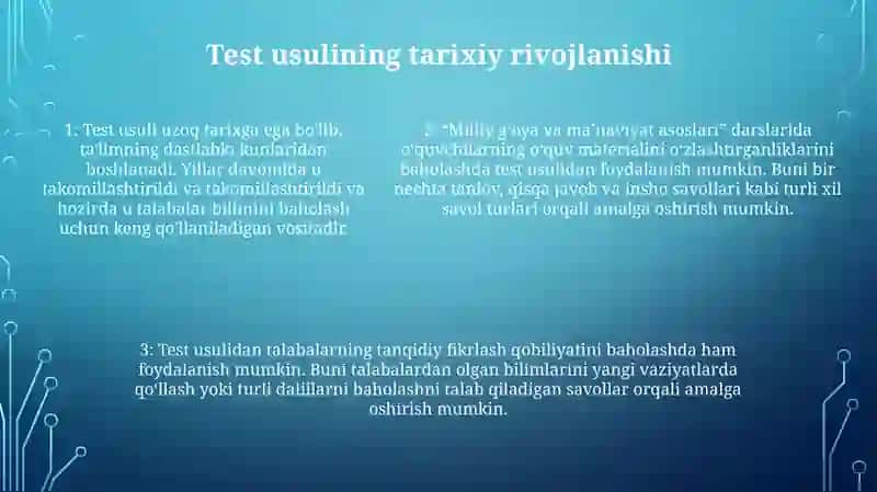 Milliy G‘Oya Va Ma’Naviyat Asoslari Darslarida Test Metodini Qо‘Llashning Mohiyati 4