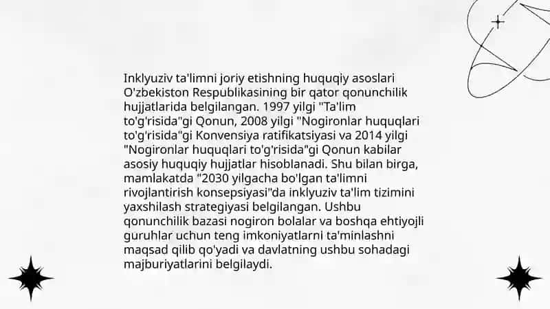 Mehrli maktab inkluziv ta'lim va uydagi ta'limni tashkil etishning zaruriyati va huquqiy asoslari 4