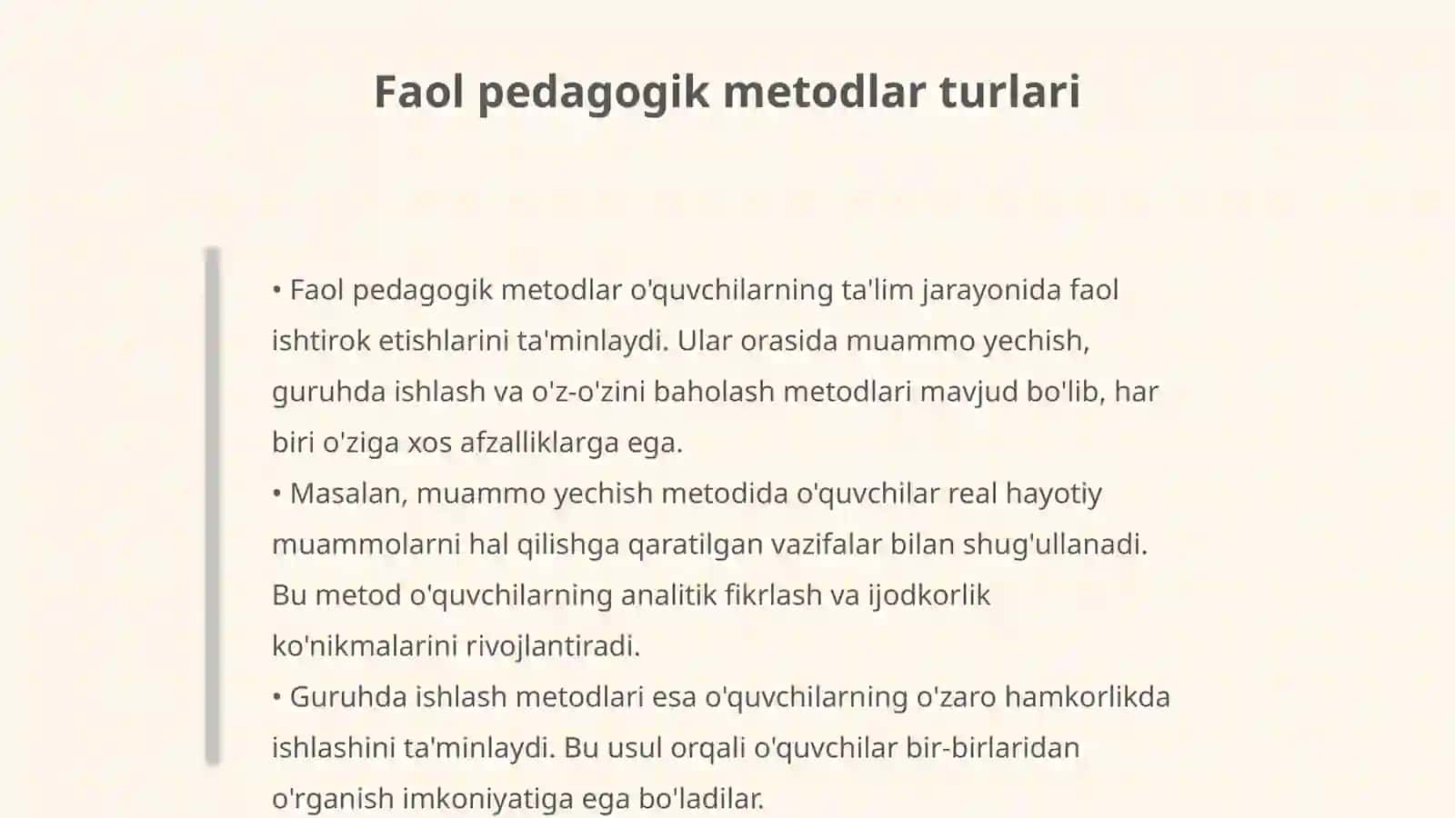 Yangi pedagogik texnologiya va faol pedagogik metodlar 4