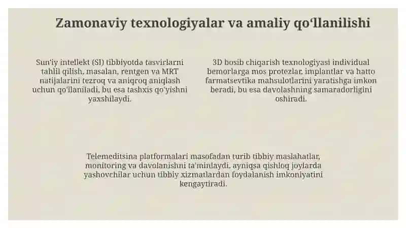 Tibbiyotning rivojlanish tarixi va zamonaviy texnologiyalar 4