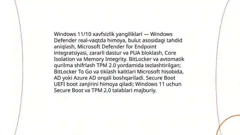 Zamonaviy operatsion tizimlar MS Windows operatsion tizimi va ulardagi yangi imkoniyatlari qulayliklari 4