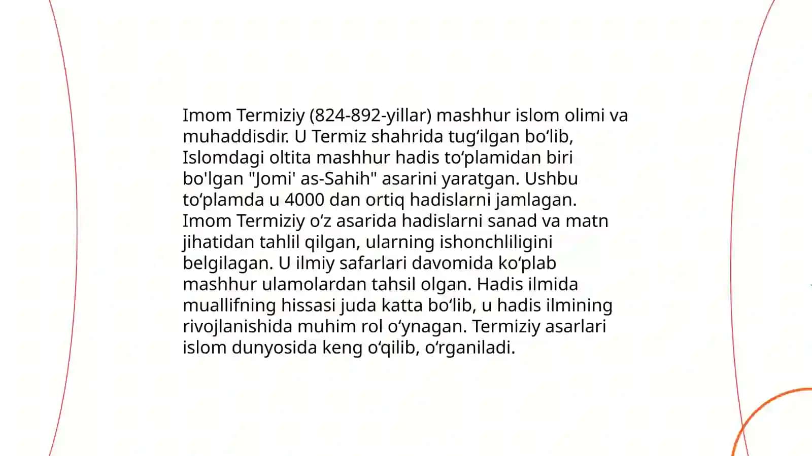 Imom Buxoriy va Imom Termiziyning Hadis ilmiga qoʻshgan hissalari 4