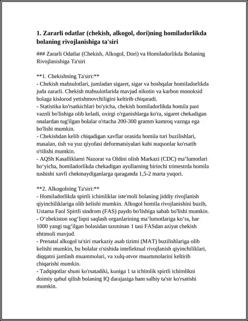 ZARARLI ODATLAR AVITAMINOV VA GIPOVITAMINOZLAR GIPERAKTIV BOLA 4
