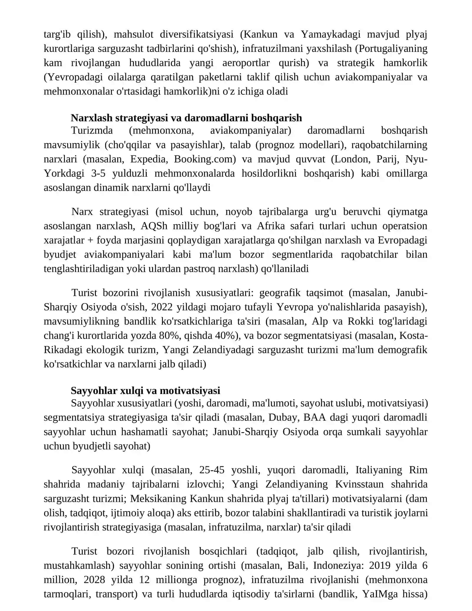 Turizm xizmatlari bozorining rivojlanishi xususiyatlari 4