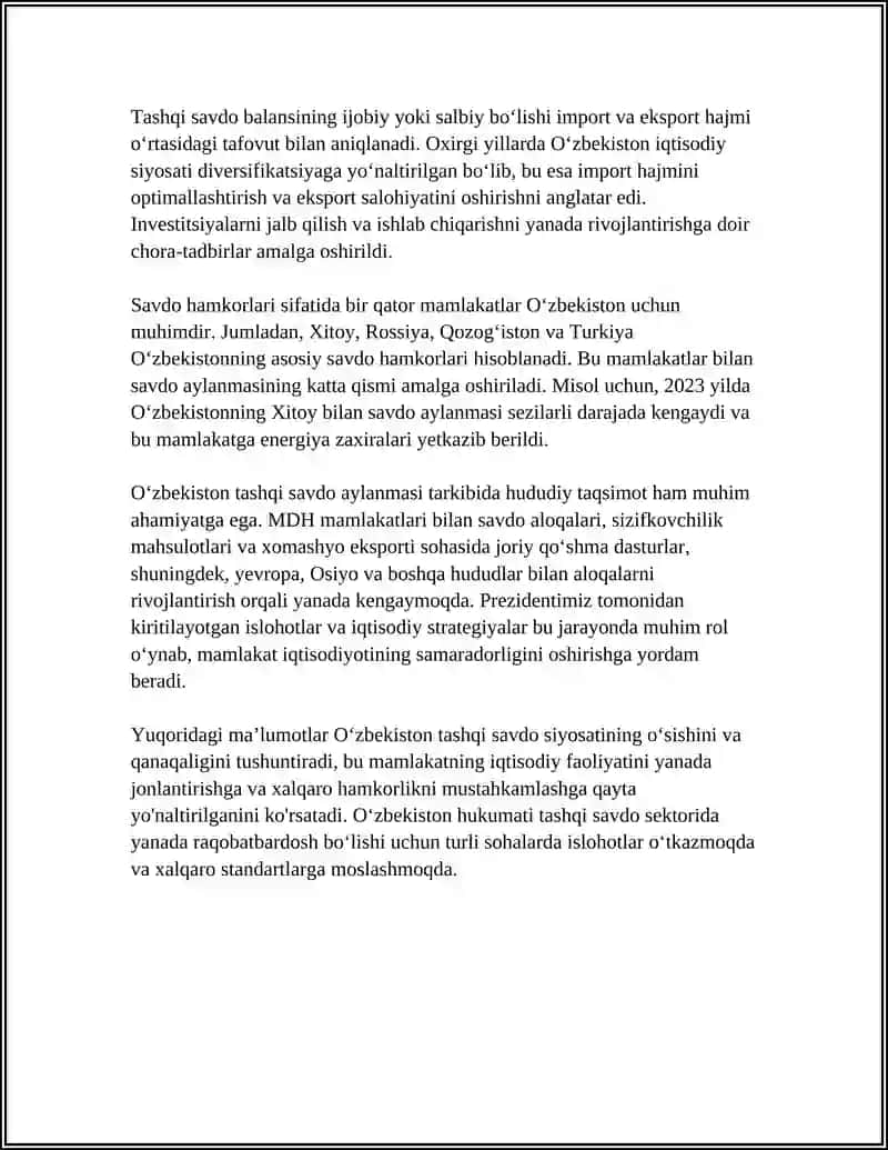 Tashqi Savdo Aylanmasi Hajmi va Tarkibi 4