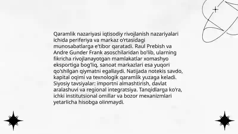 Iqtisodiy rivojlanishga bag'ishlangan asosiy nazariyalar 4