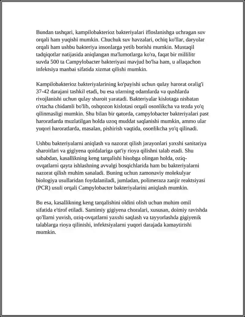 KAMPILABAKTERIOZ. ETIOLOGIYASI, EPIDEMIOLOGIYASI, KLINIKASI, DAVOLASH VA PROFILAKTIKASI 4