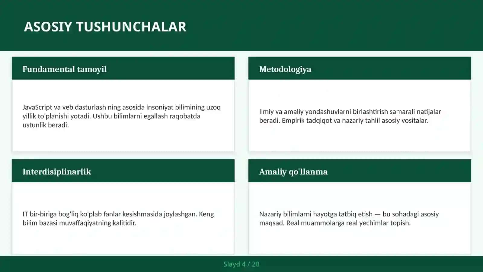 JavaScript VA VEB DASTURLASH 4