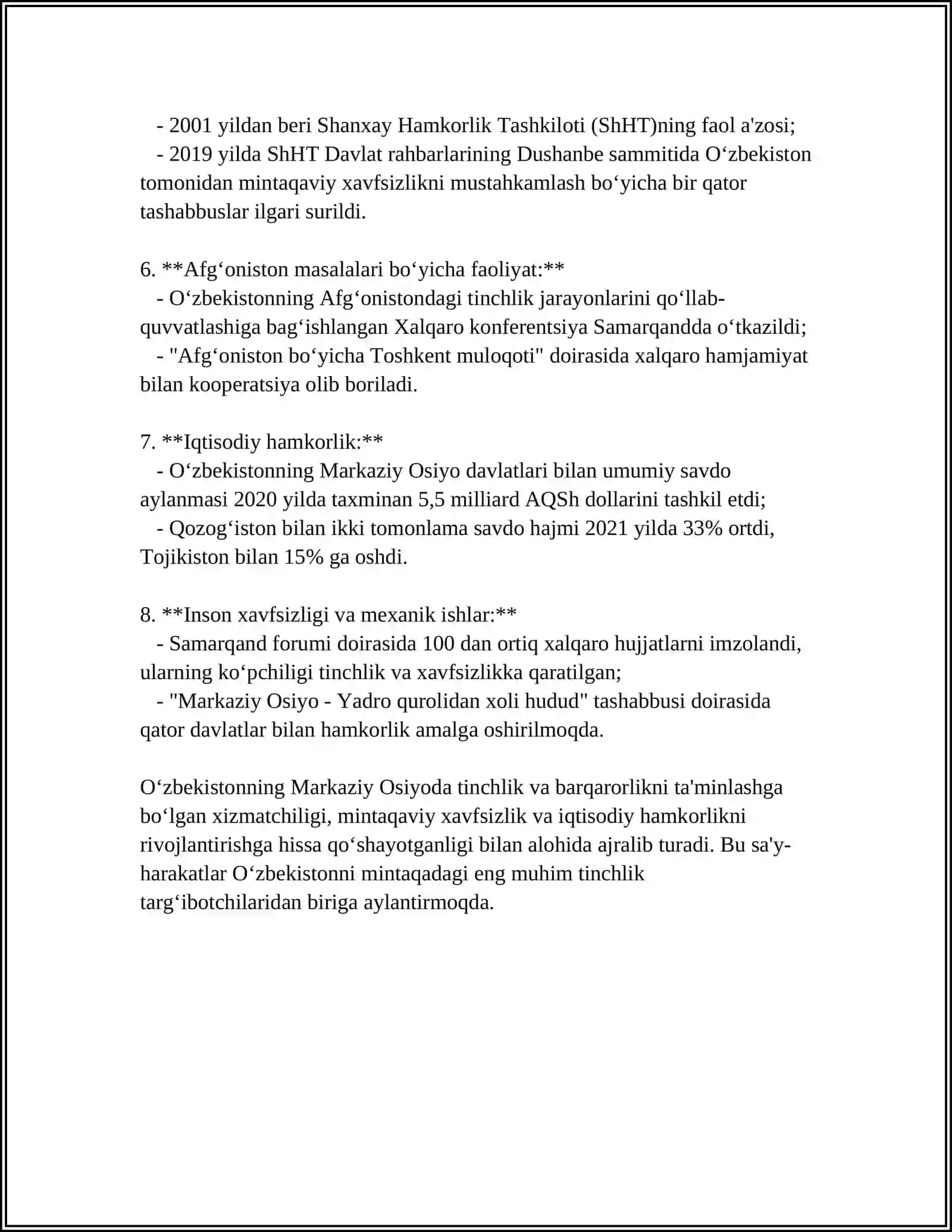 O‘zbekistonning Markaziy OSIYODA TINCHLIK 4