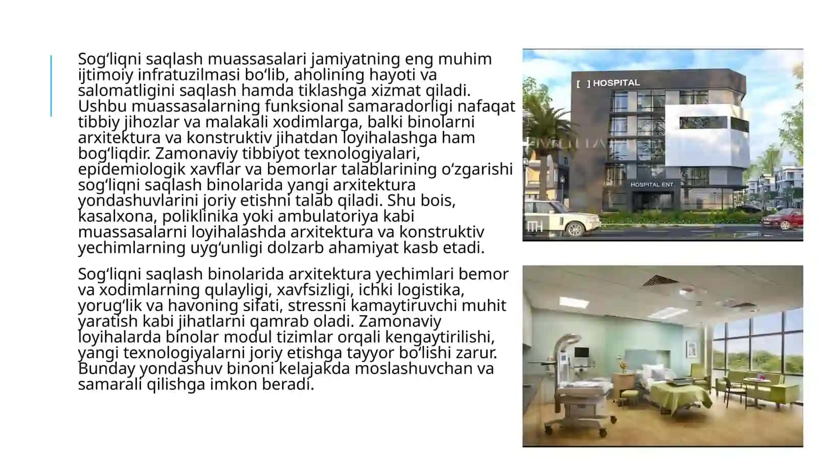 Tibbiyot va sog'liqni saqlash muassasalari binolari uchun arxitektura va konstruktiv yechimlari 4
