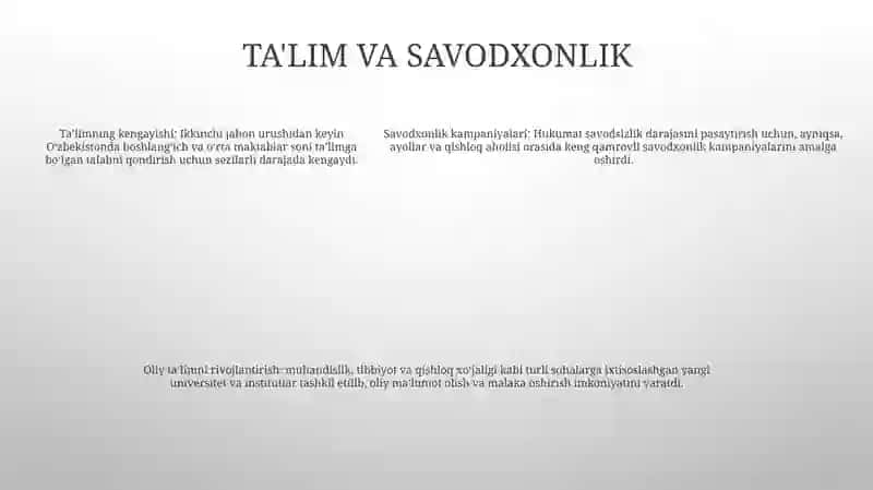 Ikkinchi Jahon Urushidan Keyin OʻZbekiston Madaniyati 4