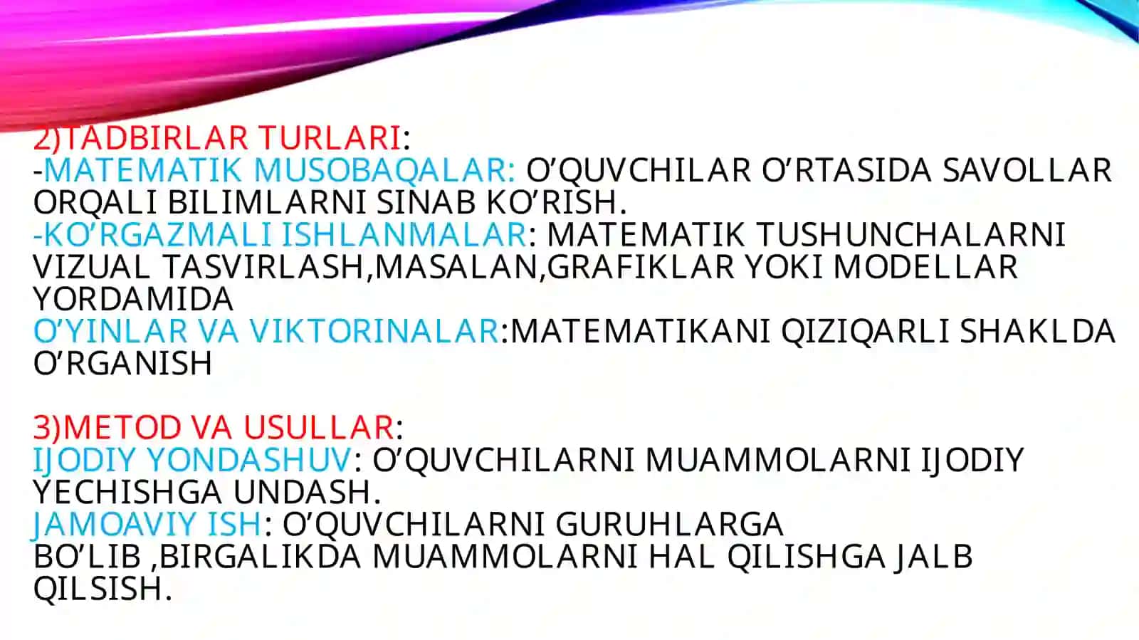 Matematikadan sinfdan tashqari ishlarni tashkil etish metodikasi. Fanning maqsadi va vazifasi 4