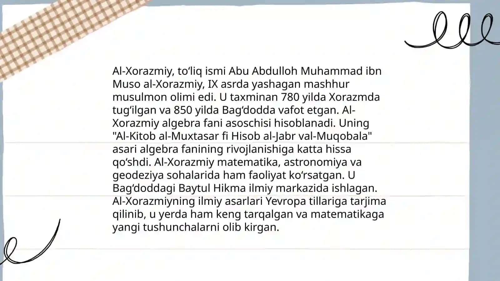 Al-Xorazmiyning hayoti va faoliyati 4