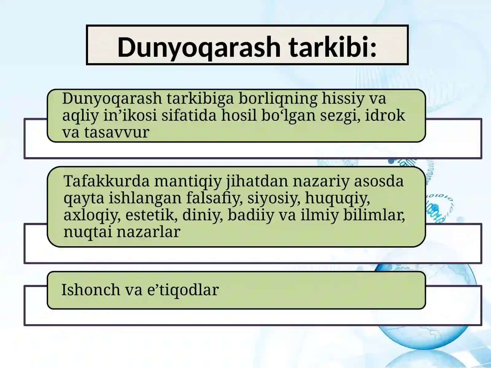 Falsafaning mohiyati va uning jamiyat taraqqiyotidagi roli. Sharq va G‘arb falsafasining ustuvor yo‘nalishlari va ularning fan taraqqiyotiga ta’siri 4