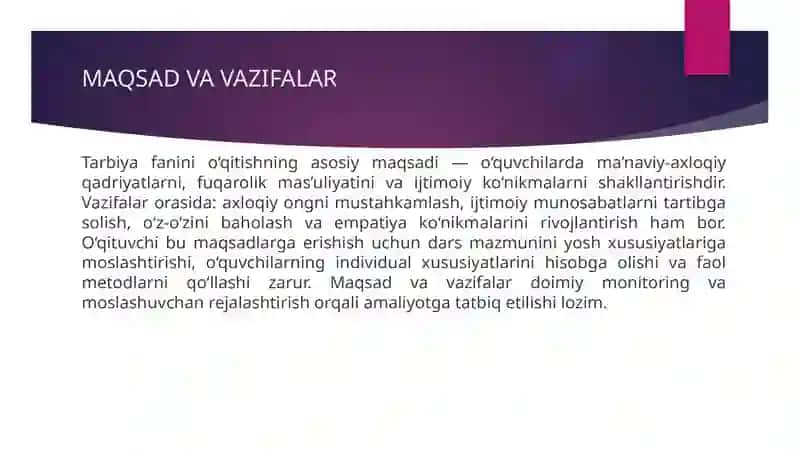O'rta sinflarda tarbiya fanini o'qitishda kreativ yondoshuv 4