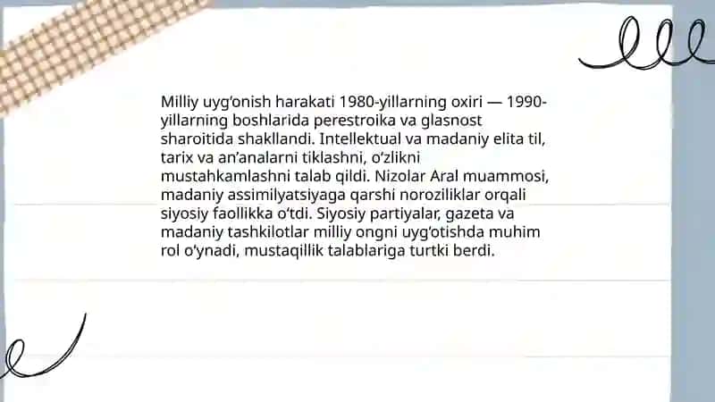 Mustaqillika erishish arafasida ijtimoiy- siyosiy jarayonlar 4