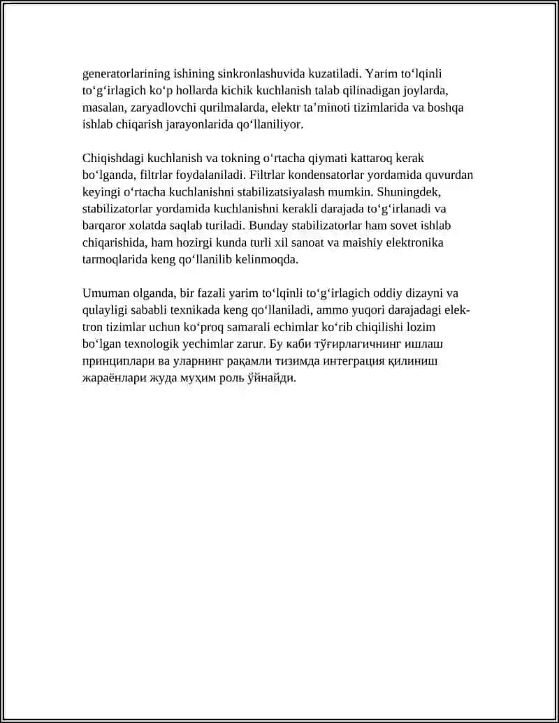 Bir fazali yarim to‘lqinli to‘g‘irlagich 4