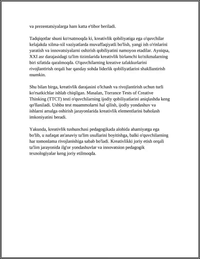PEDAGOGLARDA ZAMONAVIY KREATIVLIG SIFATLARINI RIVOJLANTIRISH 4