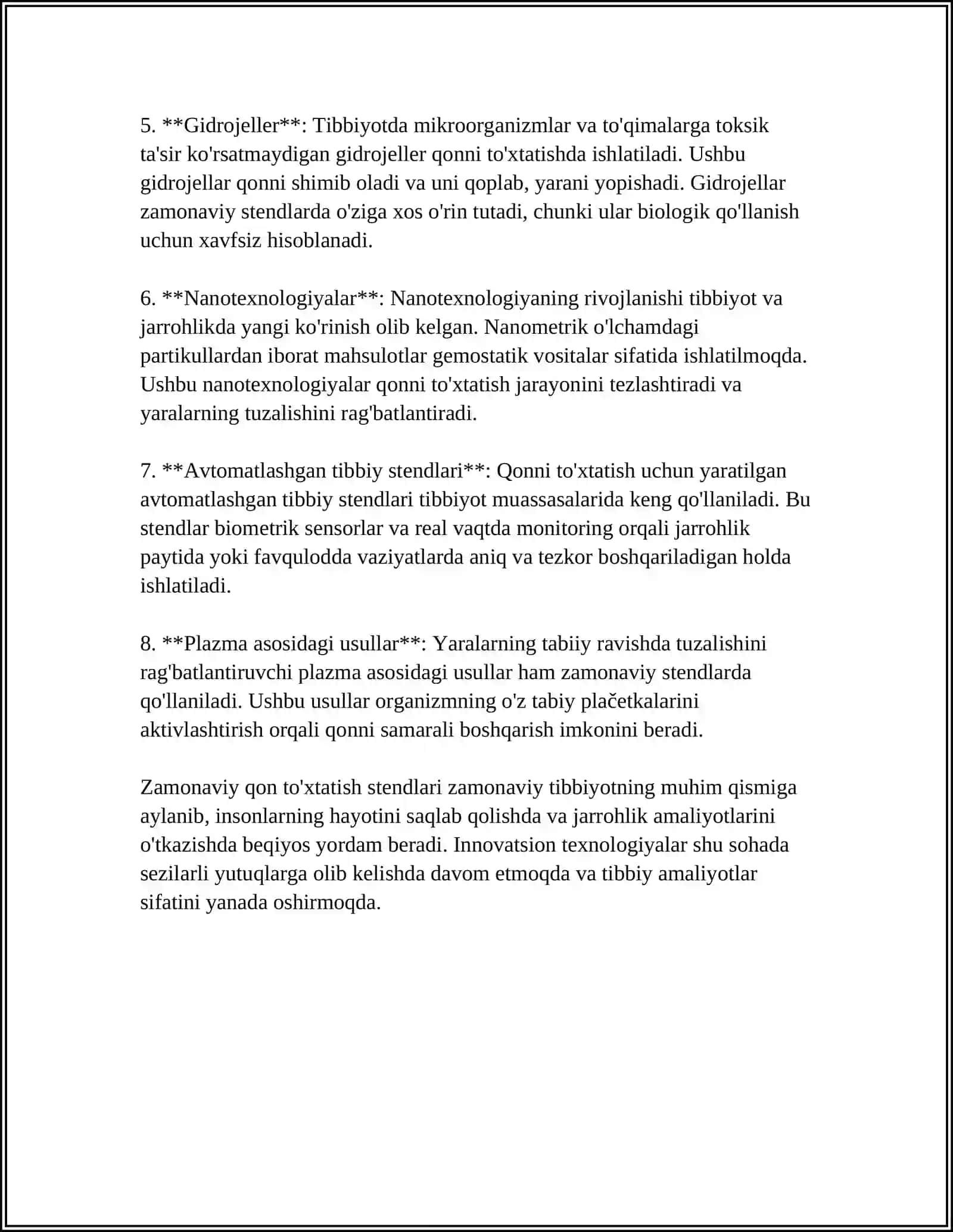 QON TOʻXTATISH USULLARIDA ZAMONAVIY STENDLARDAN FOYDALANISH 4
