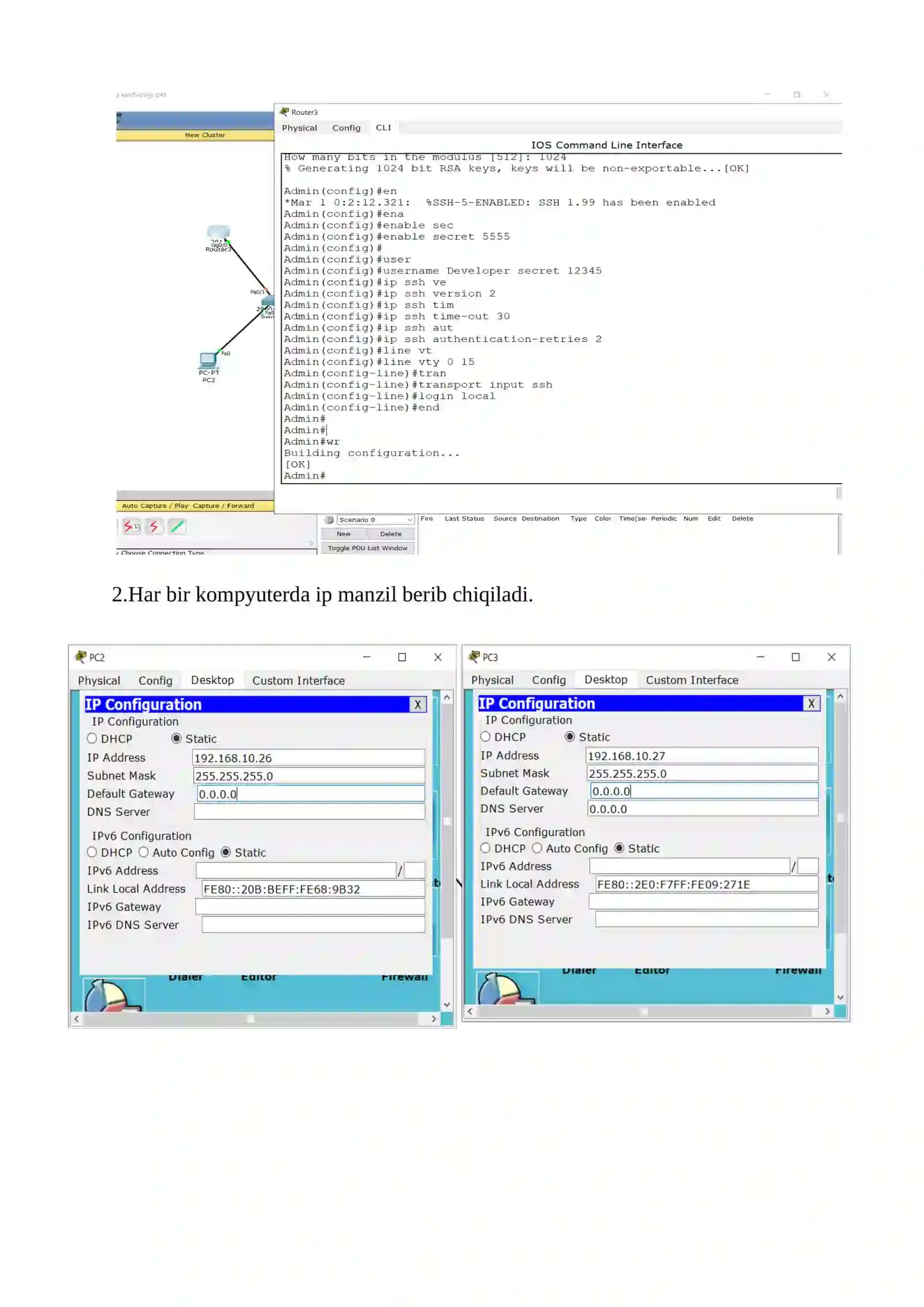 Tarmoq qurilmalarida dastlabki xavfsizlik sozlamalarini o'rnatish - telnet, ssh 4