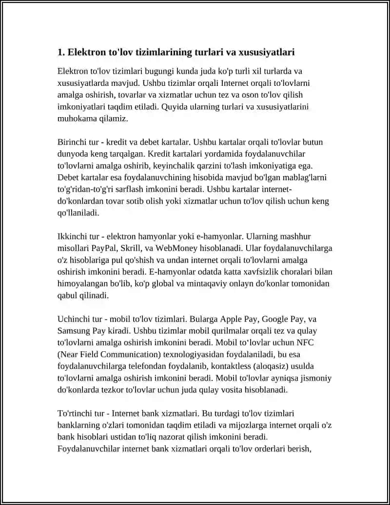 ELEKTRON TO' LOV TIZIMLARI VA ULARNING IQTISODIYOTDAGI O'RNI 4