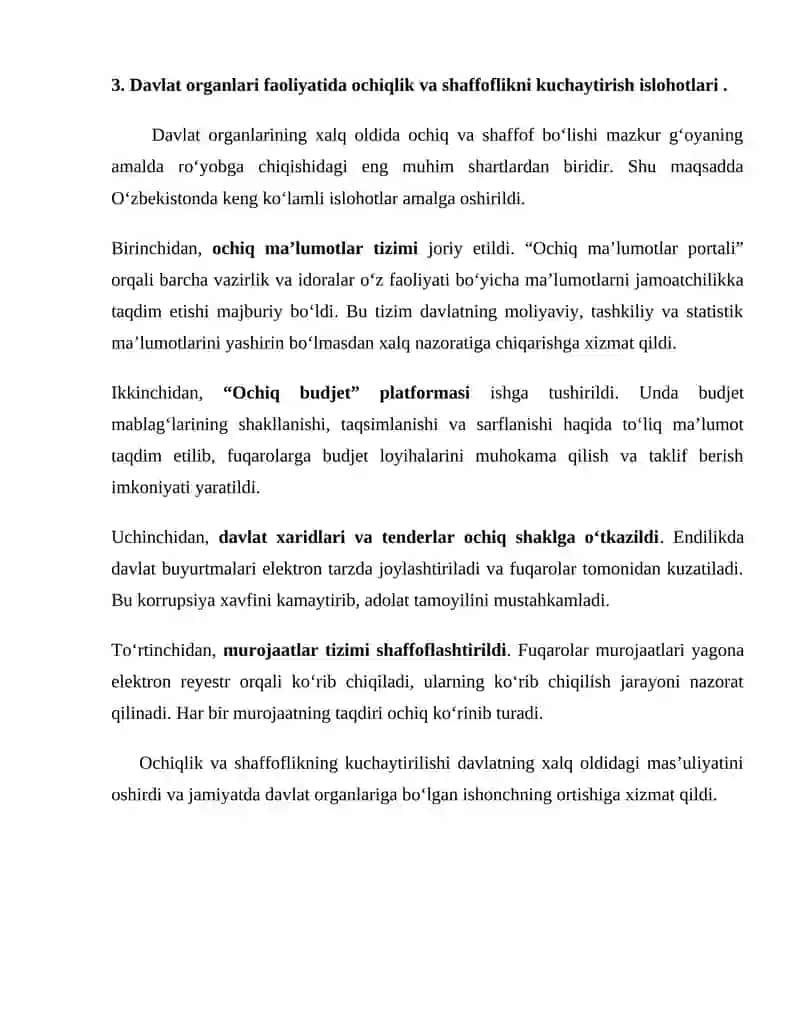 "Xalq davlat organlariga emas, davlat organlari xalqqa xizmat qilishi kerak" g'oyasi 4