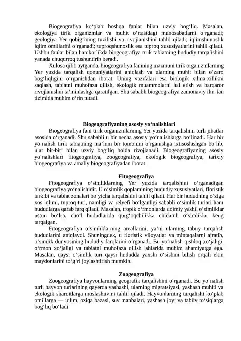 Biogeografiyaning yo‘nalishlari va tadqiqot metodlari 4