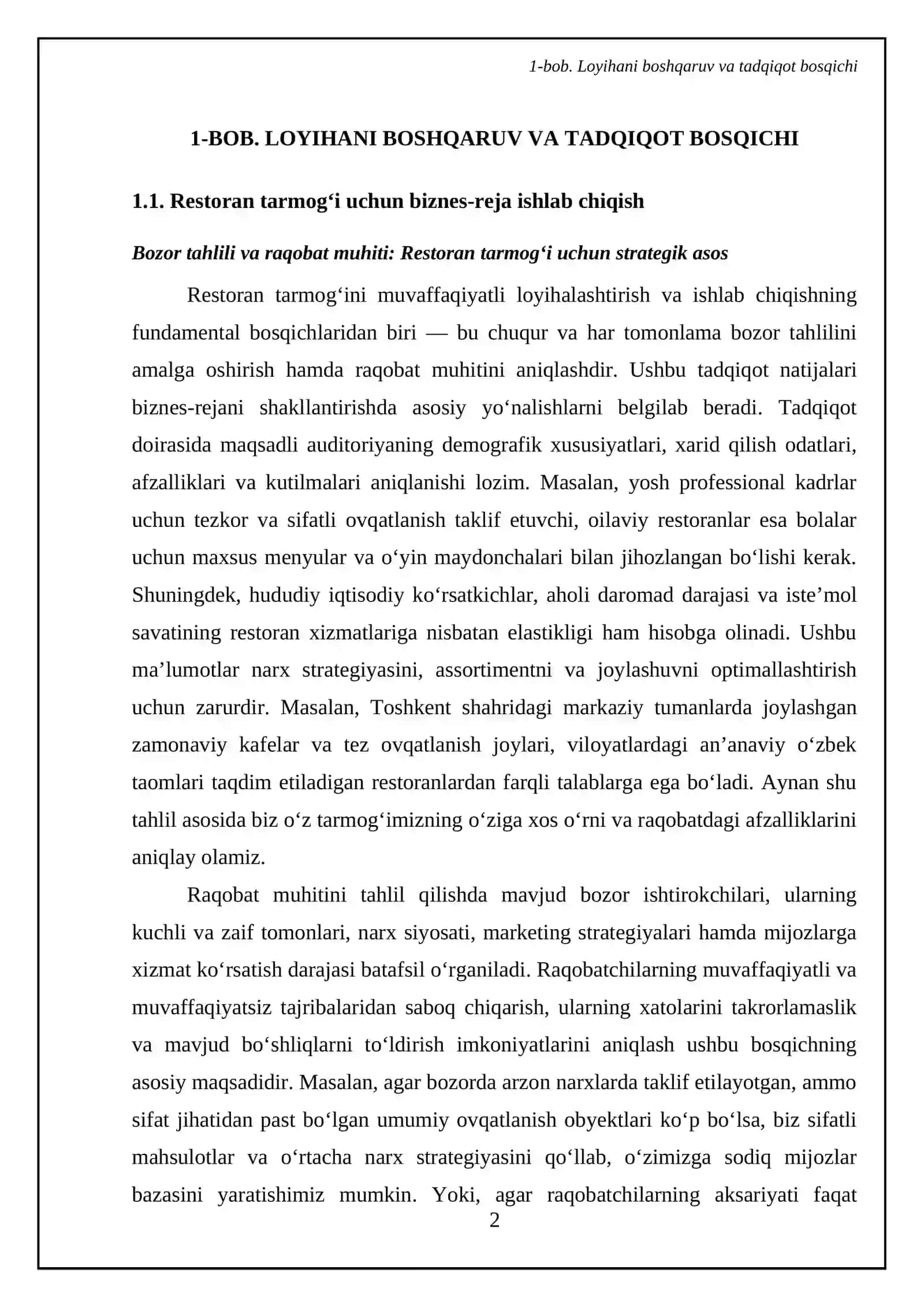 Restoran tarmogʻi loyihasini loyihalashtirish va ishlab chiqish 4