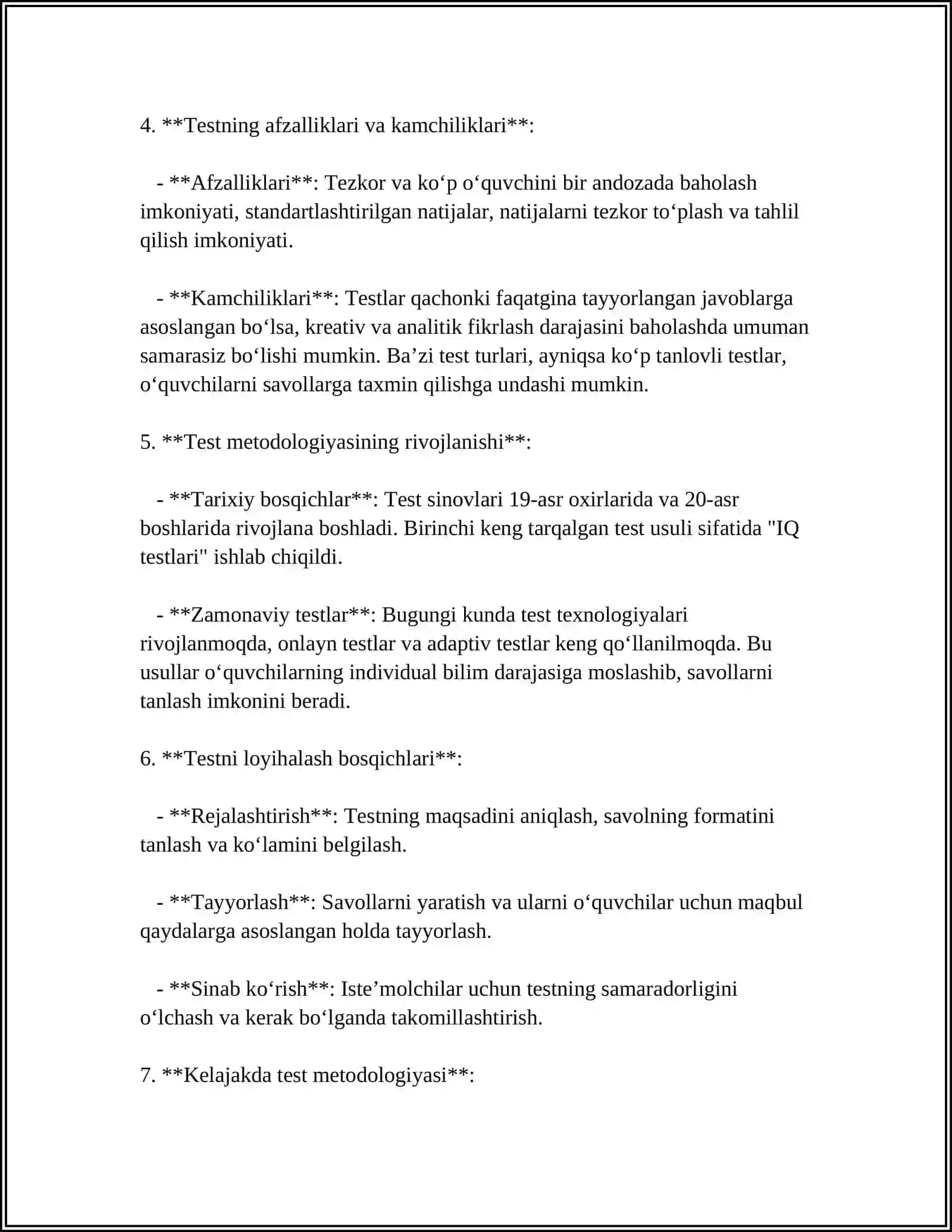 TEST METODIKALAR KLASSIFAKATSIYASI 4