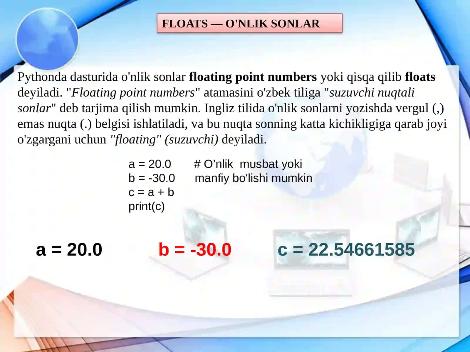 pytonda sonlar bilan ishlash 4