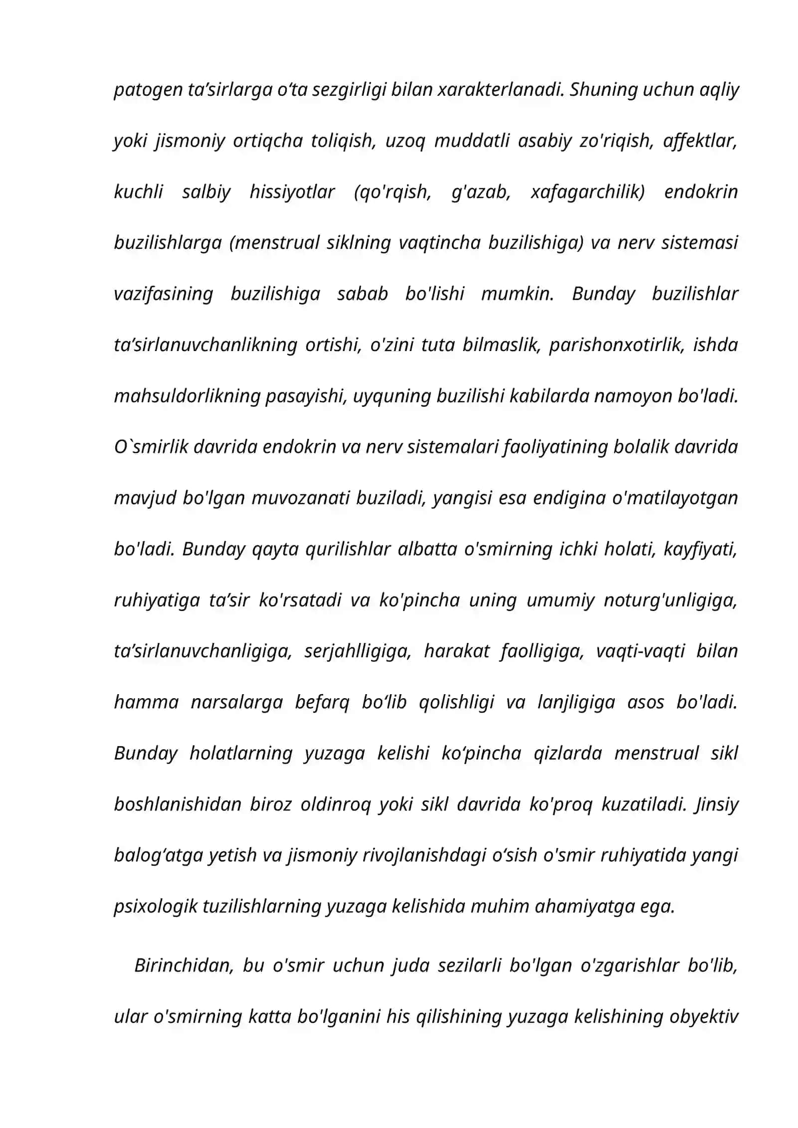 O'SMIRLIK YOSH DAVRIDA JINS IDENTIVLIK VA XARAKTERNI AKSENTUATSIYASINI ANIQLASH MUAMMOSINI O'RGANISH 4