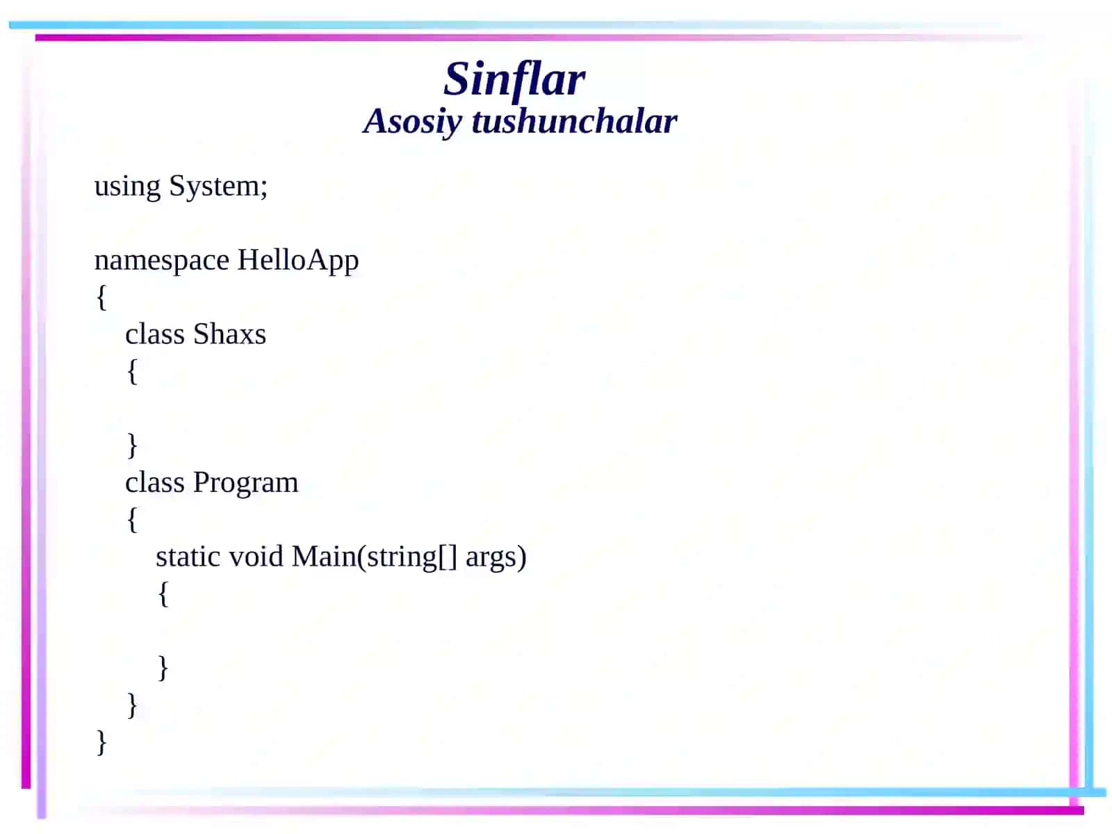 Sinflar Asosiy Tushunchalar 4