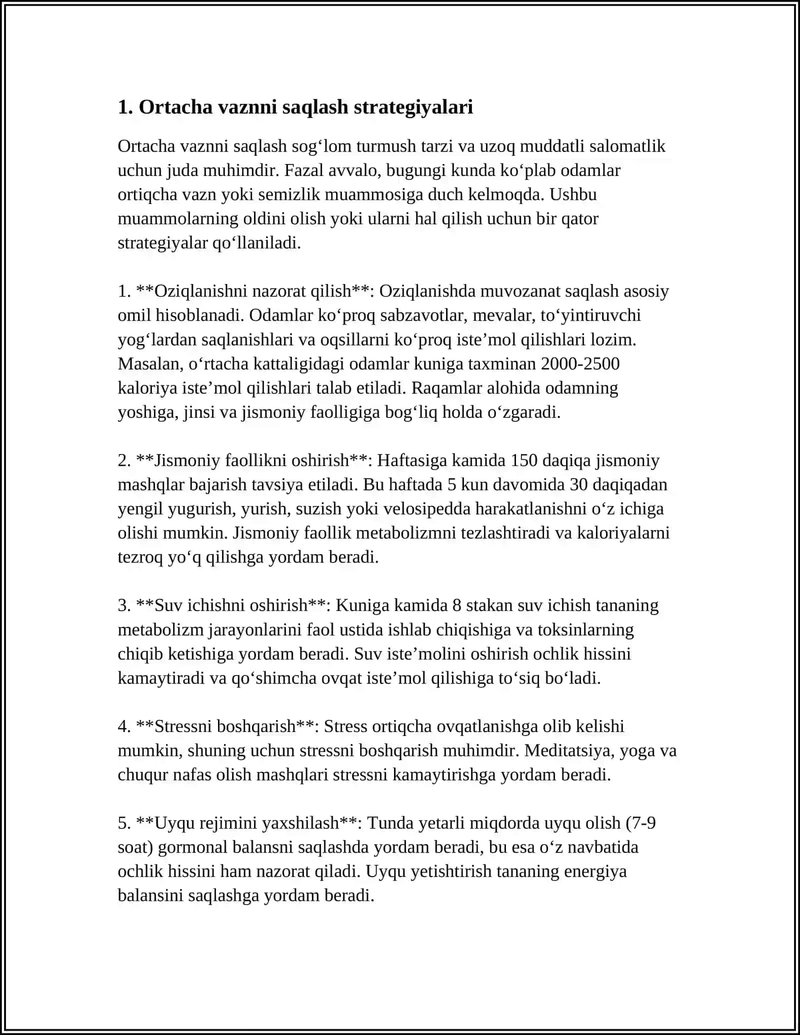 OSHQOZON ICHAK KASALLIKLARIDA OVQATLANISH: TANANING ORTIQCHA VAZNI, DIABET VA SEMIZLIKNING PROFILAKTIKASI 4