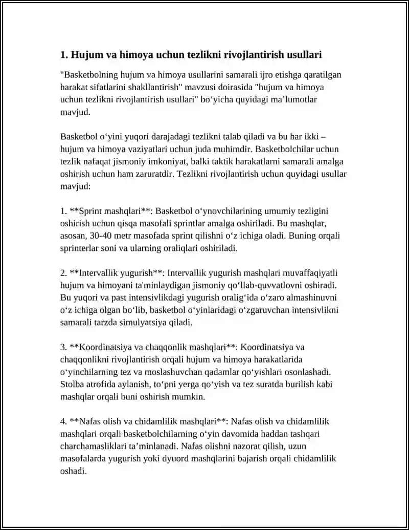 BASKETBOLNING HUJUM VA HIMОYA USULLARINI SAMARALI IJRО ETISHGA QARATILGAN HARAKAT SIFATLARINI SHAKLLANTIRISH 4
