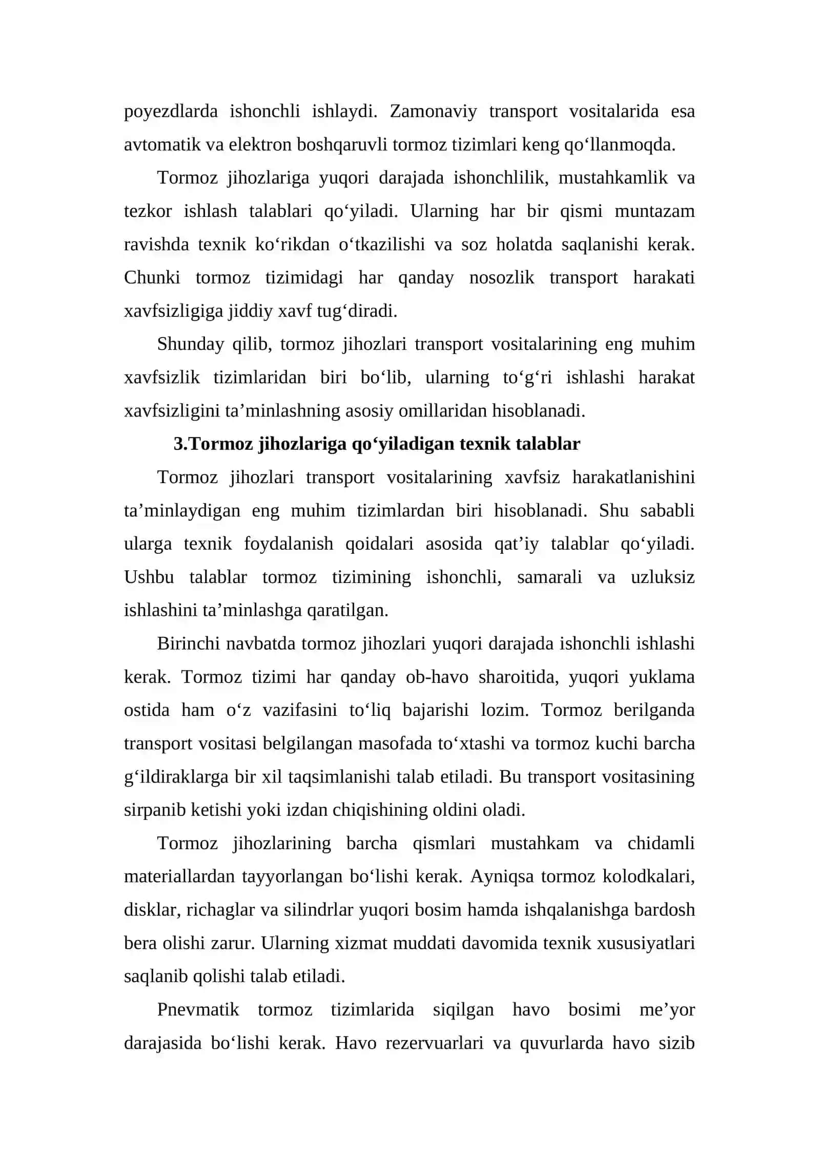 Tormoz jihozlariga texnik foydalanish qoidalari tomonidan bolgan talablar 4