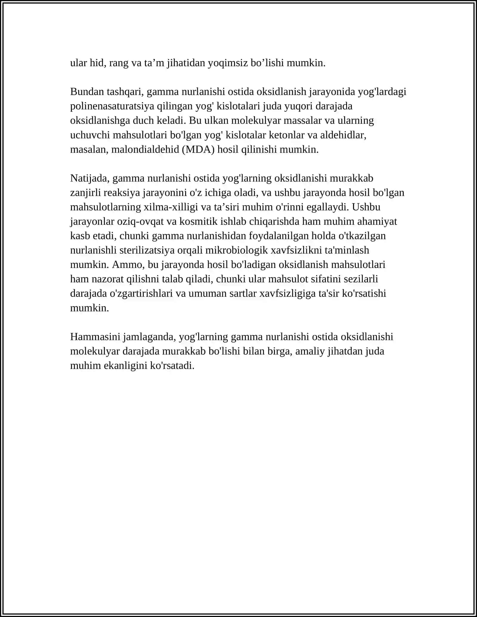YOĜLARNI GAMMA OKSIDLANISHI.KLINIK AHAMIYATI.BUZILISHLARI 4